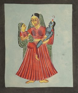 Yasoda Holding Krishna og Radha av Unknown artist