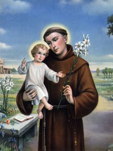 pious image: representation of Saint Anthony of Padua (Antonio di padova) known as the Thaumaturge (1195-1231). av Unknown artist