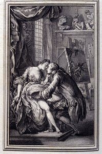 tabellen- i "" Fortellinger og noveller på vers"" av Jean La Fontaine. 1762. av Unknown artist
