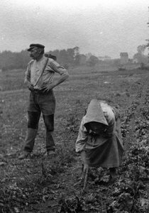 Bønderpar som arbeider på jordene, Somme 1921 Fotografi (franske bønder som arbeider på jordene, Somme 1921) Privat samling av Unknown photographer