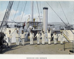 Exercise des Signals - i "" Militært album - Navy: Life on board" av Unknown photographer