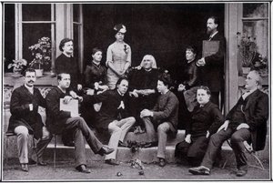 Franz Liszt (1811-1886), i Weimar, i kretsen til favorittelevene hans. av Unknown photographer