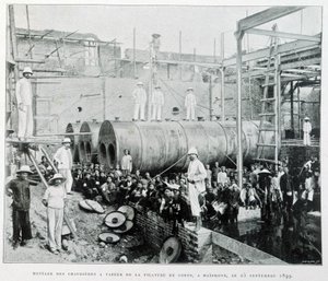 Installasjon av dampkjeler av Haiphong bomull spinning 25/9/1899 - i "" Le Tonkin en 1900" av Robert Dubois. av Unknown photographer