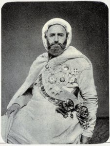 Portrett av Abd-el-Kader (Abd El-Kader) i 1875 - fotografi. av Unknown photographer
