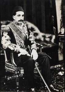 Portrait of Abdulhamid II (1842-1918), Sultan of the Ottoman Empire (b/w photo) av Unknown photographer
