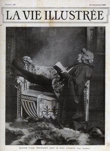 Sarah Bernhardt (1844-1923) i rollen som Hamlet av Shakespeare - cover av The Illustered Life of 1899 av Unknown photographer
