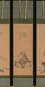 Zen-mester med meditasjonsstav og landskap i kinesisk stil, sannsynligvis sent på 1620-tallet-1644. av Unkoku Toeki