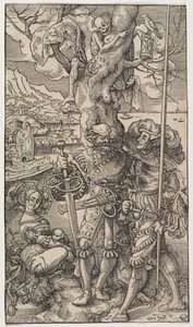 Leiesoldater og en kvinne med døden i et tre, 1524. av Urs I Graf