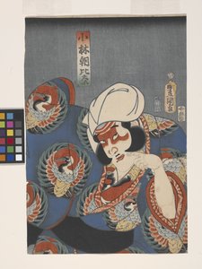 Skuespiller i rollen som Kobayashi Asahina (treblokktrykk i farger) av Utagawa (1786 1865) Kunisada