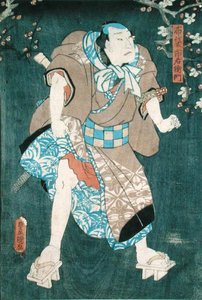 Detalj av karakter fem fra "Fem karakterer fra et skuespill av Toyokuni" (se også 157882 av Utagawa Kunisada