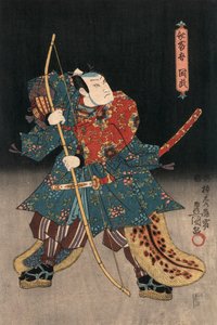 Ukiyo-e-trykk av en skuespiller som spiller en samurai av Kunisada av Utagawa Kunisada