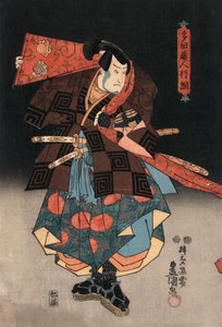 Ukiyo-e-trykk av en skuespiller som spiller en samurai av Kunisada