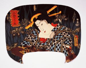 Portrett av kurtisane med iris i bakgrunnen av Utagawa Kunisada