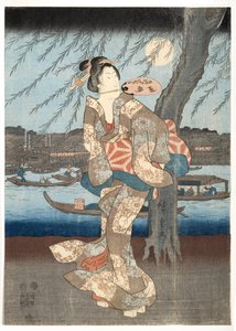 En kjølig sommerkveld på Ryogoku, 1848-51 (treblokk)