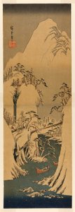 En snødekt kløft ved Fuji-elven av Utagawa Hiroshige