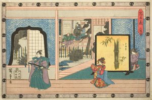 Akt 2 (Nidanme), fra serien "The Revenge of the Loyal Retainers (Chushingura)" av Utagawa Hiroshige