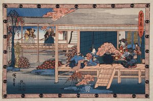 Akt IV: Utsendinger fra Shogun nærmer seg Lady Kaoyo og gruppen på Enyas slott, bringer dødsdommen til Enya, Lady Kaoyo er omringet av kirsebærblomster samlet for å juble for Enya under fengslingen hans