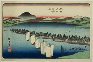 Amanohashidate, fra serien "Famous Places of Japan (Honcho meisho)" av Utagawa Hiroshige
