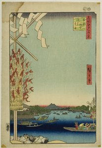 Asakusa River, Great Riverbank, Miyato River (Asakusagawa Okawabata Miyatogawa), fra serien quot;One Hundred Famous Views of Edo (Meisho Edo hyakkei)quot; av Utagawa Hiroshige