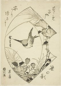 Høstblomst og spurv av Utagawa Hiroshige