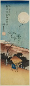 Autumn Moon at New Yoshiwara i Emonzaka (Shin Yoshiwara Emonzaka shugetsu), fra serien "Famous Views of the Eastern Capital (Toto meisho)" av Utagawa Hiroshige