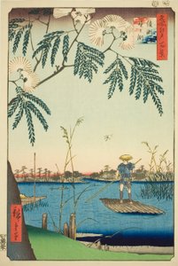 Ayase River and Kanegafuchi (Ayasegawa Kanegafuchi), fra serien "One Hundred Famous Views of Edo (Meisho Edo hyakkei)" av Utagawa Hiroshige