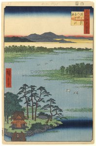 Benten Shrine, Inokashira Pond, No.87 from One Hundred Famous Views of Edo, 1856 (treblokktrykk) av Utagawa Hiroshige
