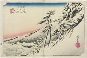 Klart vær etter snø, Kameyama, yukibare, ca. 1833