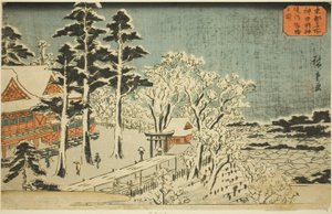 Klart vær etter snøfall ved distriktene til Kanda Myojin-helligdommen (Kanda Myojin keidai yukibare no zu), fra serien "Famous Places in the Eastern Capital (Toto meisho)" av Utagawa Hiroshige