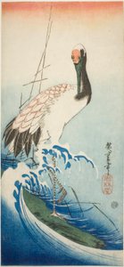 Kran og bølger av Utagawa Hiroshige