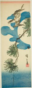 Gjøk, Pine Brach og Full Moon av Utagawa Hiroshige