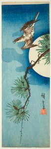 Gjøk, furukvist og fullmåne av Utagawa Hiroshige