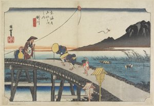 Fjern utsikt over Akiba-fjellet, Kakegawa, ca. 1833