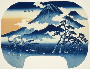 Fjern utsikt over Mount Asama i Shinshu-distriktet av Utagawa Hiroshige