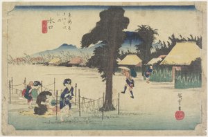Tørking av kalebassspon, Minakuchi, ca. 1833