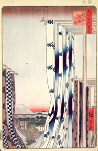Dyers Quarter, Kanda, nr. 75 fra One Hundred berømte utsikt over Edo, 1856 (treblokk fargetrykk) av Utagawa Hiroshige