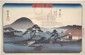 Åtte utsikt over Kanazawa #3: Høstmåne ved Seto av Utagawa Hiroshige