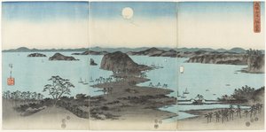 Åtte utsikt over Kanazawa i Musashi-provinsen om natten, juli 1857