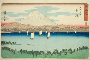 Ejiri - Nei. 19, fra serien "Fifty-three Stations of the Tokaido (Tokaido gojusan tsugi)," også kjent som Reisho Tokaido av Utagawa Hiroshige