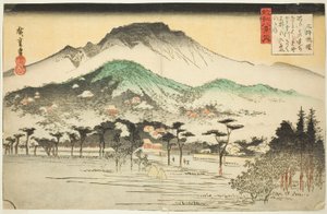 Evening Bell at Mii Temple (Mii bansho), fra serien "Eight Views of Omi (Omi hakkei no uchi)" av Utagawa Hiroshige