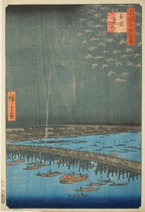 Fyrverkeri på Ryōgoku (Ryōgoku hanabi), fra serien One Hundred Famous Views of Edo (Meisho Edo hyakkei) av Utagawa Hiroshige