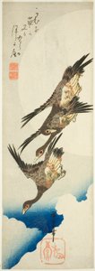 Flyvende gjess og fullmåne av Utagawa Hiroshige