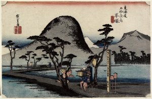 Gangsti mellom Rice Paddies, Hiratsuka, ca. 1833