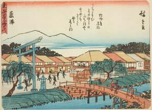 Fujisawa, fra seriens "fifty-three S tachi-lyder av urbanitet (urbanitet ved siden av hovedfjellet)," Tillatt urban grad) av Utagawa Hiroshige