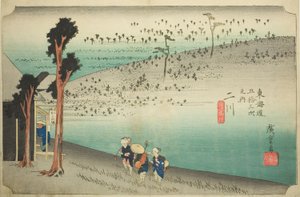 Futakawa: Sarugababa Plateau (Futakawa, Sarugababa), fra serien "Fifty-three Stations of the Tokaido (Tokaido gojusan tsugi no uchi)," også kjent som Hoeido Tokaido av Utagawa Hiroshige