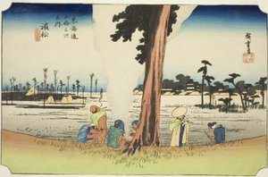 Hamamatsu: Winter Scene (Hamamatsu, fuyugare no zu), fra serien "Fifty-three Stations of the Tokaido (Tokaido gojusan tsugi no uchi)," også kjent som Hoeido Tokaido av Utagawa Hiroshige