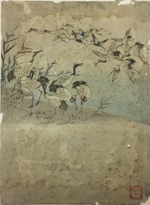 Hegre blant gress av Utagawa Hiroshige
