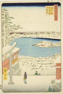Trekk l og p-visning fra Yushima Tenjin Shline (Yushima Tenjin Sakaue Tembo), fra serien ``Ridge dred fa net s view ws of Edo (One hundred views of Edo)