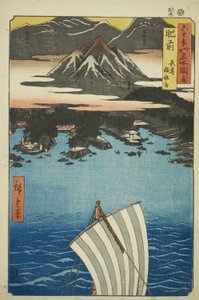 Hizen Province: Mount Inasa in Nagasaki (Hizen, Nagasaki Inasayama), from the series "Famous Places in the Sixty-odd Provinces (Rokujuyoshu meisho zue)"   1295782   no       norwegian Successfully Translated  Original: Harima Province: Maiko Beach (Harima, av Utagawa Hiroshige