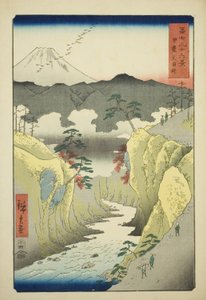 Inume Pass i Kai-provinsen (Kai Inume toge), fra serien "Thirty-six Views of Mount Fuji (Fuji sanjurokkei)" av Utagawa Hiroshige